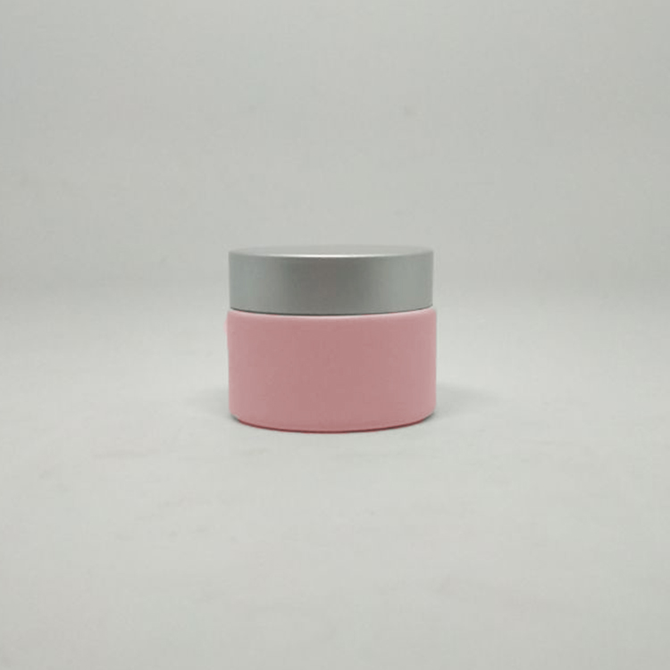 Cosmetic package aluminum lid 50g luxury face cream mask matt pink glass jars