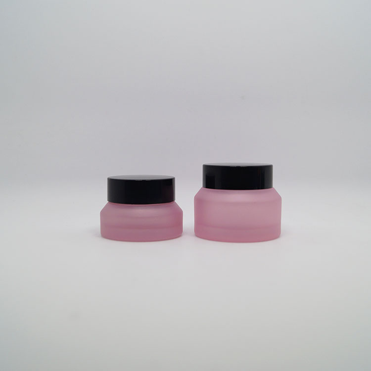 Cosmetic package aluminum lid 50g luxury face cream mask matt pink glass jars