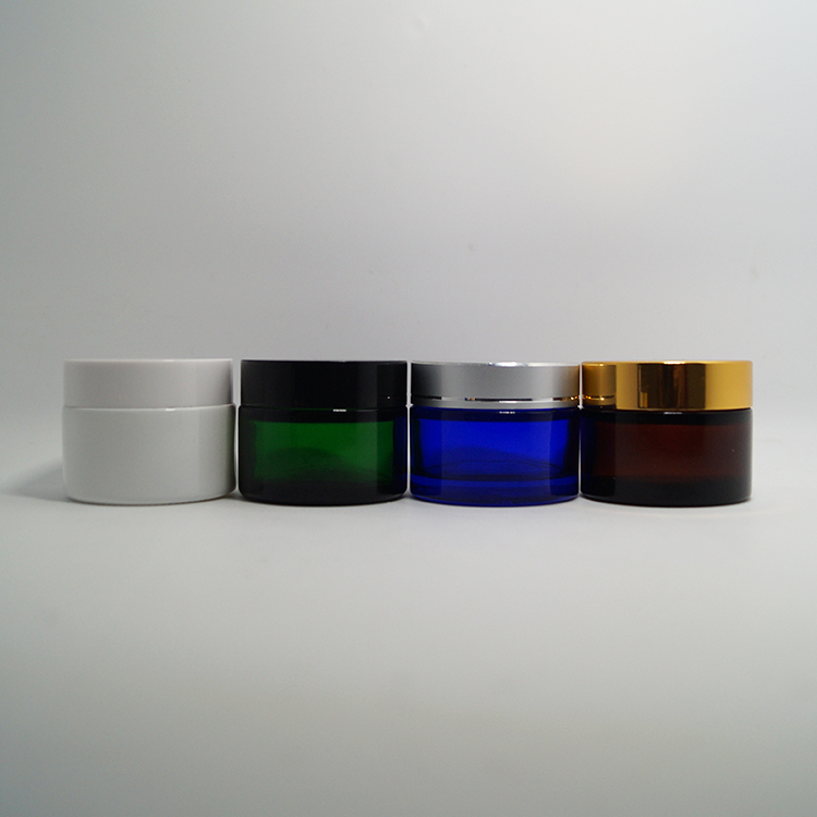 Cosmetic package aluminum lid 50g luxury face cream mask matt pink glass jars