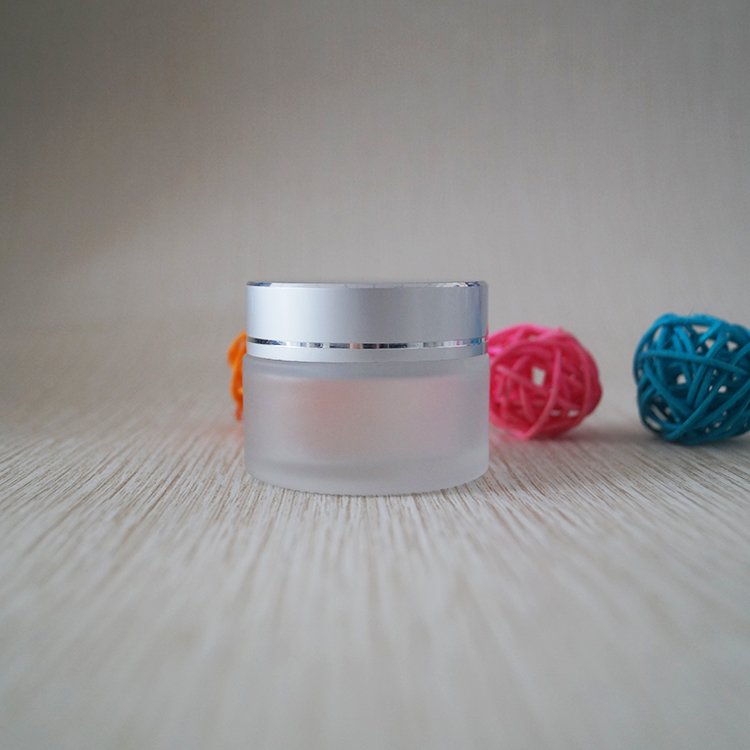 Cosmetic package aluminum lid 50g luxury face cream mask matt pink glass jars