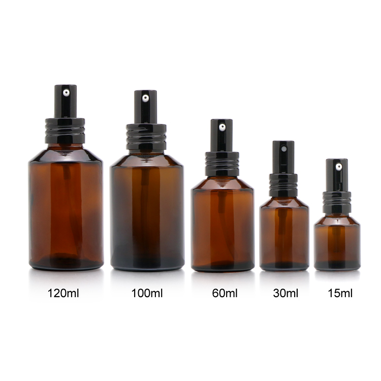 Cosmetic packaging 10ml 15ml 20ml 30ml 200ml Frosted Amber Cosmetic Glass Base Material Serum Lotion Pump Bottle With  Pump
