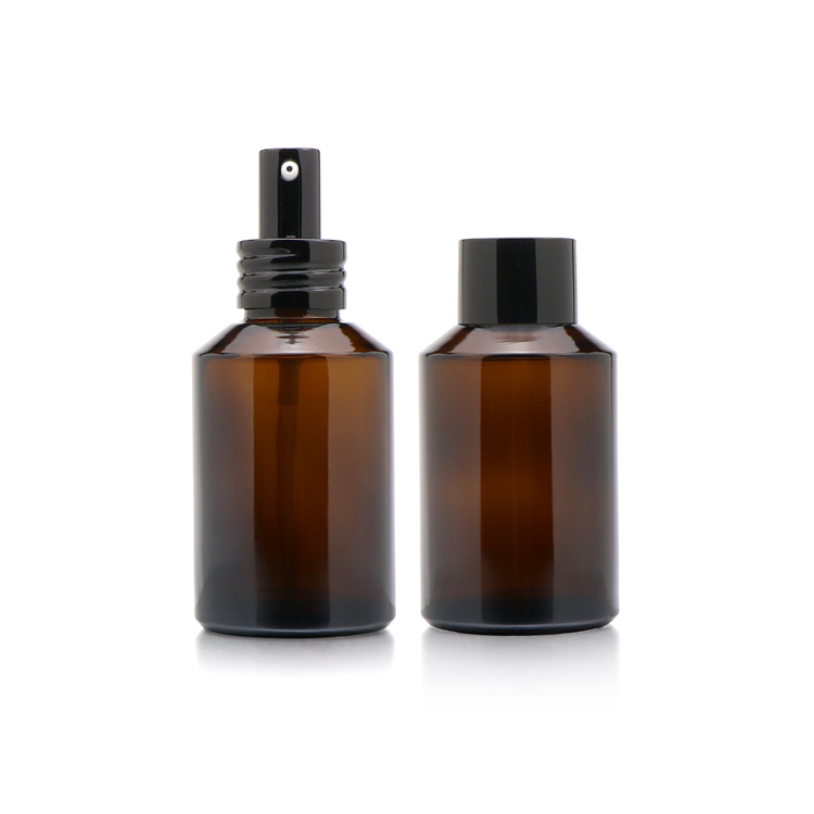 Cosmetic packaging 10ml 15ml 20ml 30ml 200ml Frosted Amber Cosmetic Glass Base Material Serum Lotion Pump Bottle With Pump