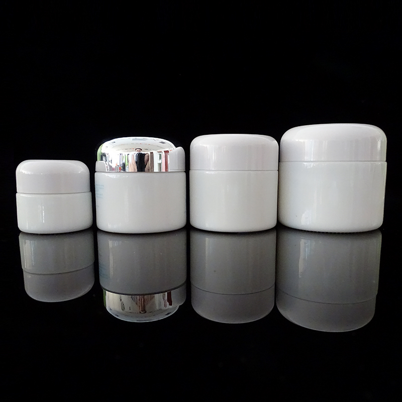Cosmetic packaging 15g 30g 50g 100g opal white empty cream glass jar with aluminum lid