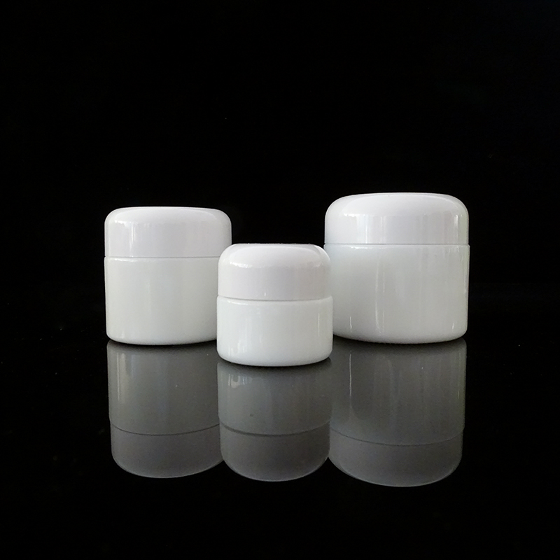 Cosmetic packaging 15g 30g 50g 100g opal white empty cream glass jar with aluminum lid