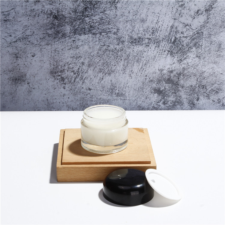 Cosmetic packaging 15g 30g 50g matte frosted amber black glass cream jar with black metal lid