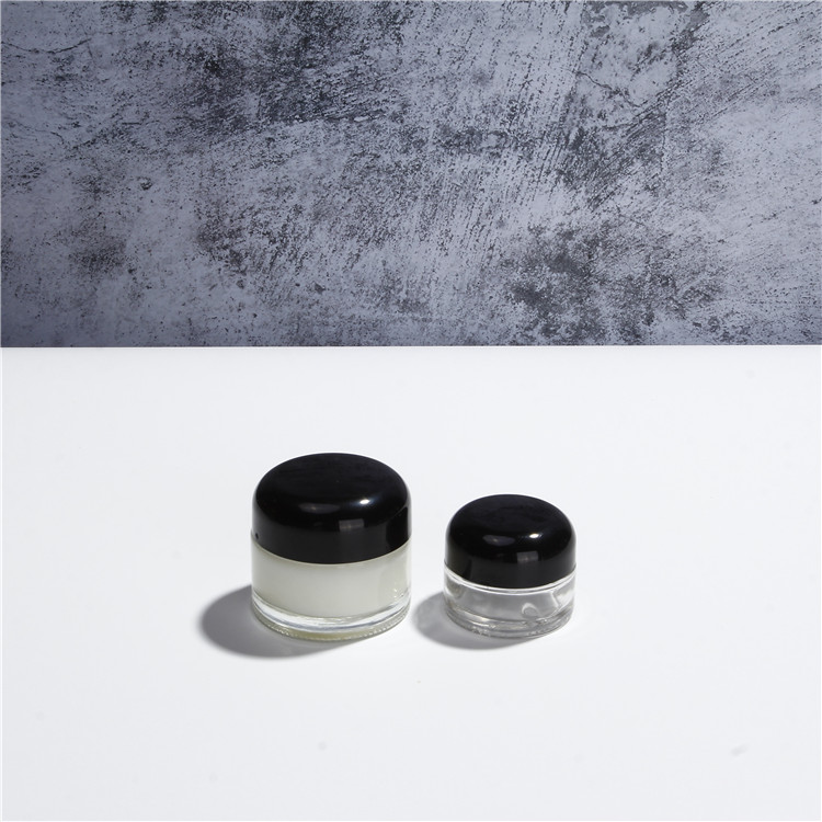 Cosmetic packaging 15g 30g 50g matte frosted amber black glass cream jar with black metal lid