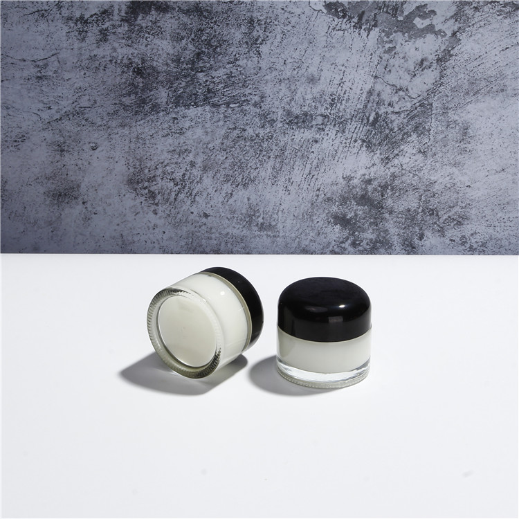 Cosmetic packaging 15g 30g 50g matte frosted amber black glass cream jar with black metal lid