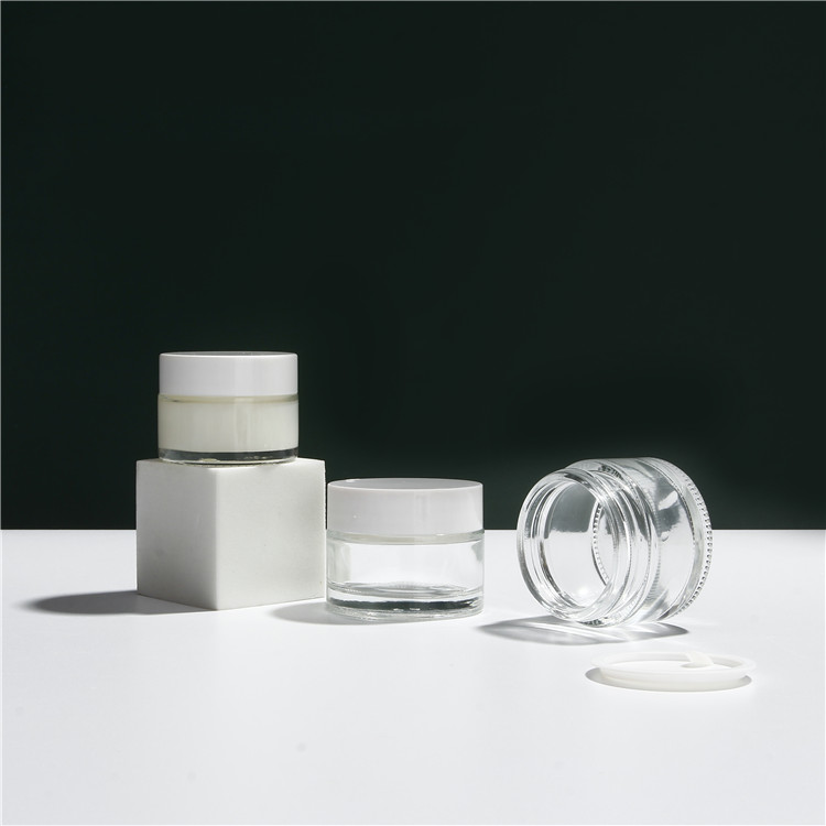 Cosmetic packaging 15g 30g 50g matte frosted amber black glass cream jar with black metal lid