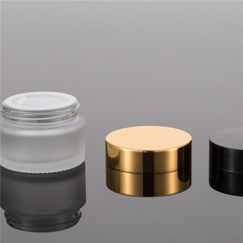 Cosmetic packaging 15g 30g 50g matte frosted glass cream jar with gold lid