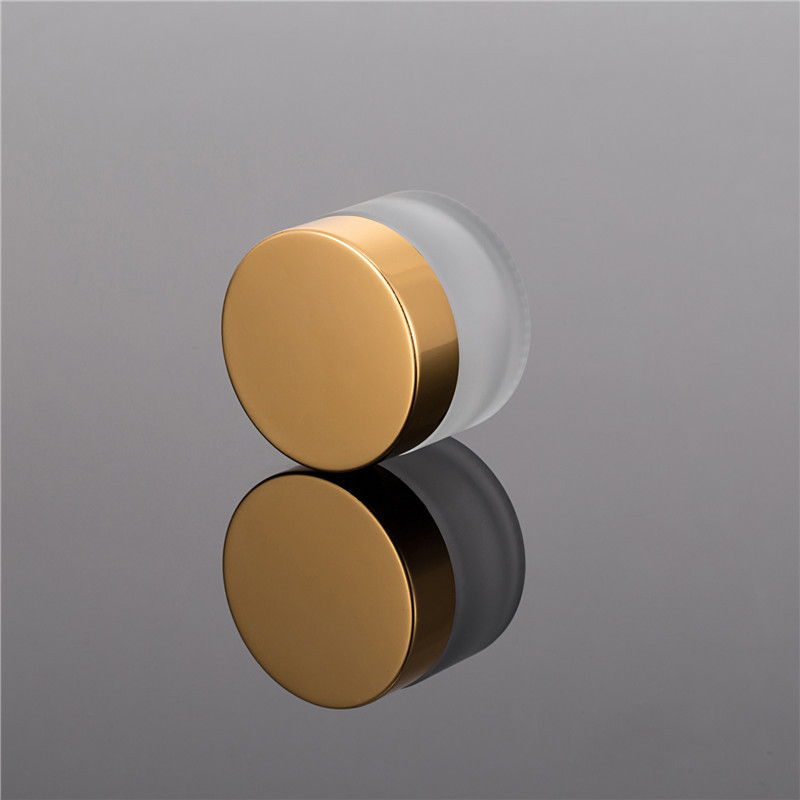 Cosmetic packaging 15g 30g 50g matte frosted glass cream jar with gold lid