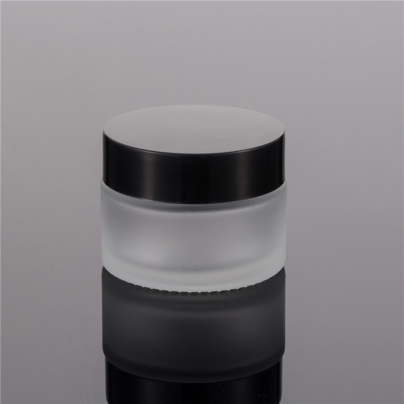 Cosmetic packaging 15g 30g 50g matte frosted glass cream jar with gold lid