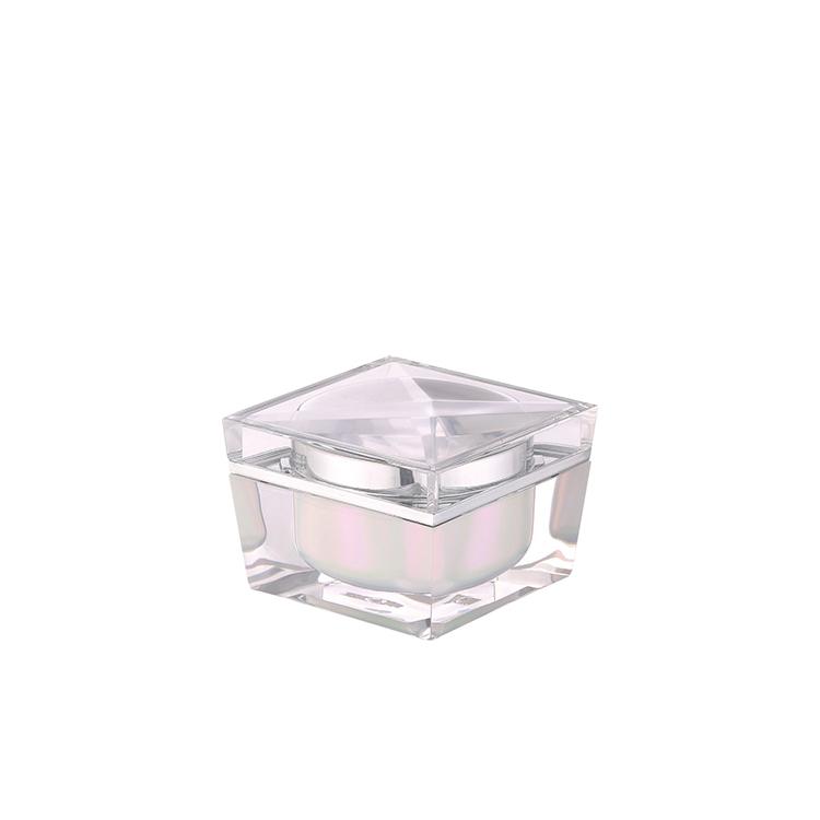 Cosmetic packaging 15g 30g 50g white plastic square jar custom logo and color double wall plastic jar for eye cream