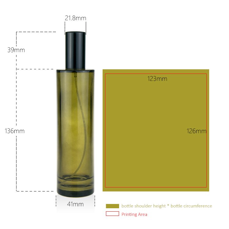 Cosmetic packaging 15ml 30ml 60ml 125ml 200ml green glass spray bottles olive green perfume bottles with cosmetic sprayer bottle