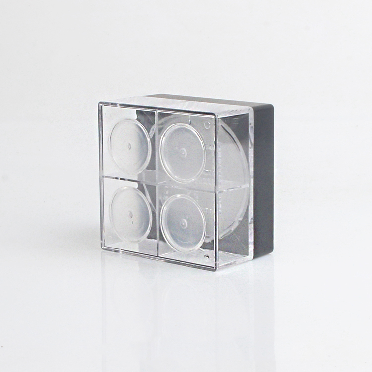 Cosmetic packaging 16g clear square shape plastic loose powder jar with lid