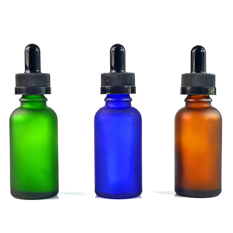 Cosmetic packaging 1oz 2oz 4oz  frosted green  blue clear amber glass dropper bottle with childproof  cap