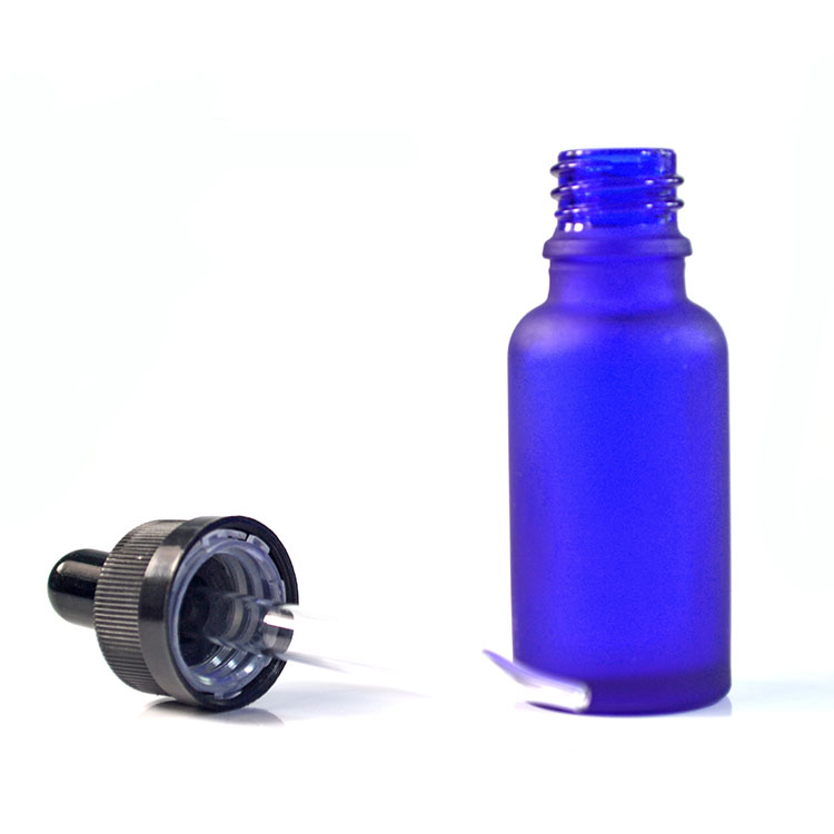 Cosmetic packaging 1oz 2oz 4oz frosted green blue clear amber glass dropper bottle with childproof cap