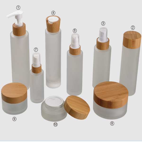 Cosmetic packaging 20ml 30ml 50ml empty glass jar cosmetic cream jar with bamboo screw cap