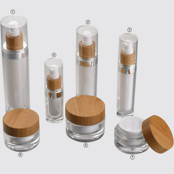 Cosmetic packaging 20ml 30ml 50ml empty glass jar cosmetic cream jar with bamboo screw cap