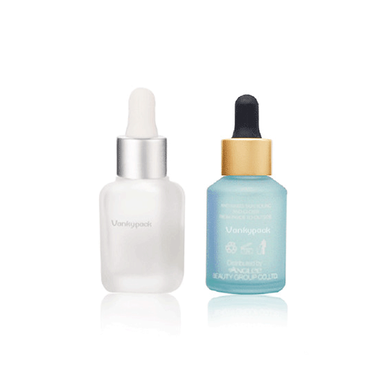 Cosmetic packaging 2oz square shape frosted glass serum dropper bottle