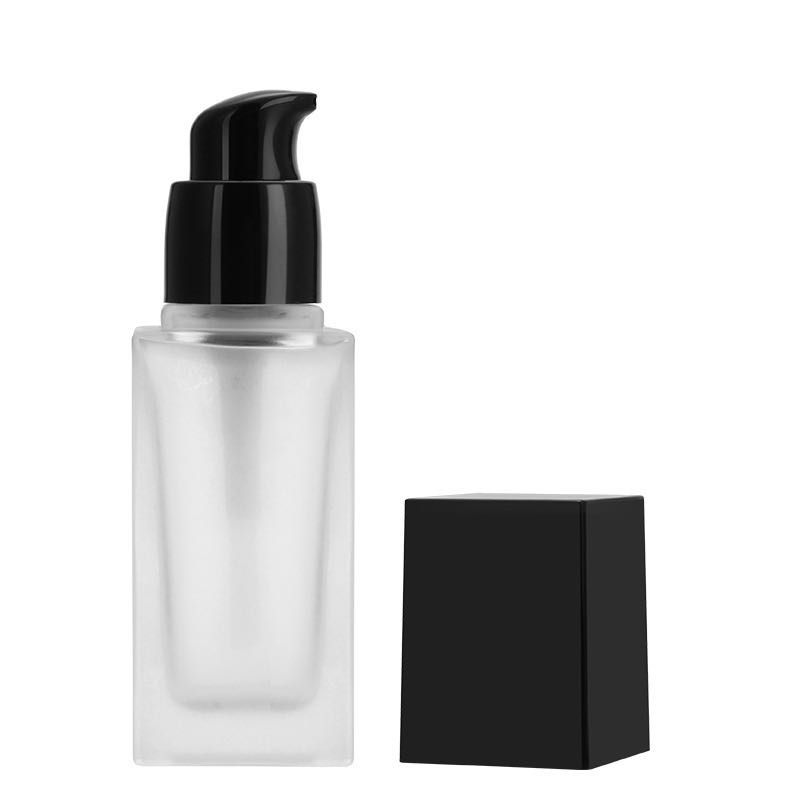 Cosmetic packaging 30 ml e liquid square frosted bottle with pump caper