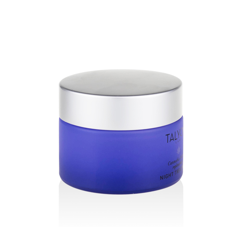Cosmetic packaging 30g 50g 100g face cream jars luxury purple glass jar with silver aluminum lid