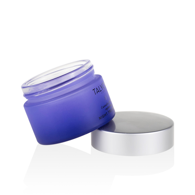 Cosmetic packaging 30g 50g 100g face cream jars luxury purple glass jar with silver aluminum lid