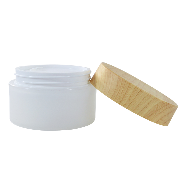 Cosmetic packaging 30g 50g 100g pp plastic cream jar with bamboo cap