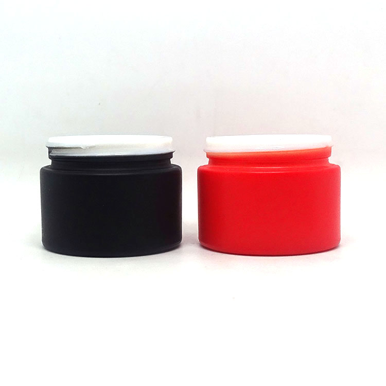 Cosmetic packaging 30g 50g 100ml matte frosted amber black porcelain glass cream jar with black frosted plastic lid