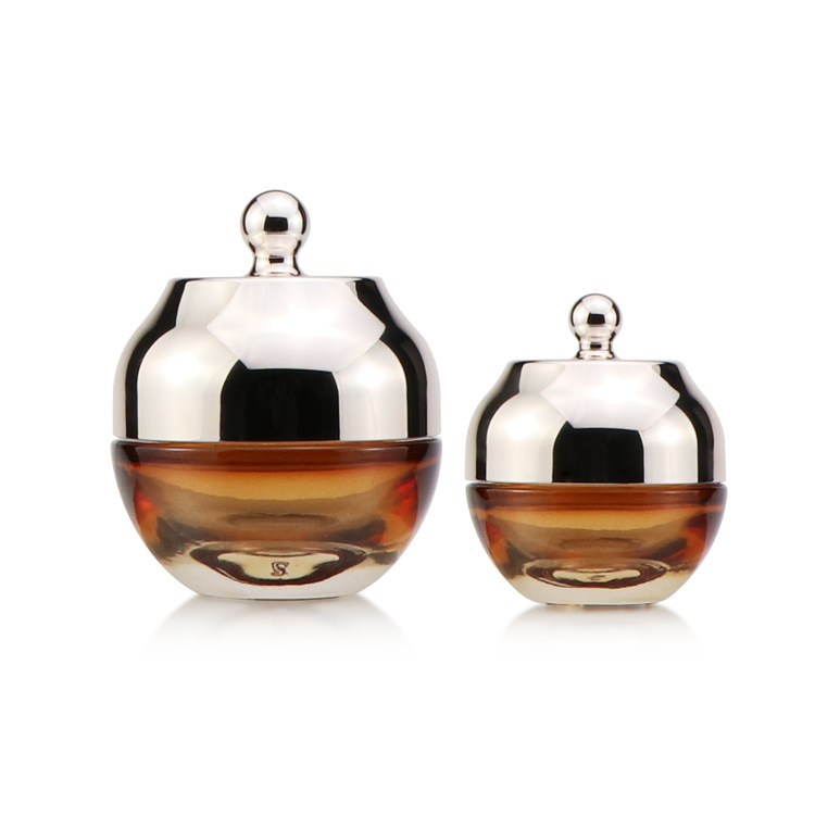 Cosmetic packaging 30ml 50ml 100ml 120ml glass essence lotion bottles full set custom amber glass bottle with rose gold pump