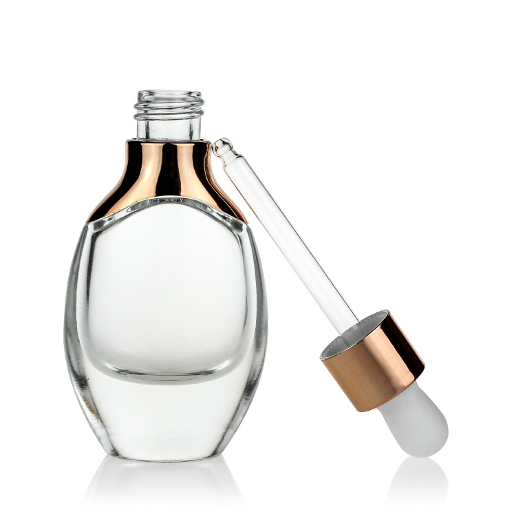 Cosmetic packaging 30ml 50ml 100ml 120ml glass essence lotion bottles full set custom amber glass bottle with rose gold pump