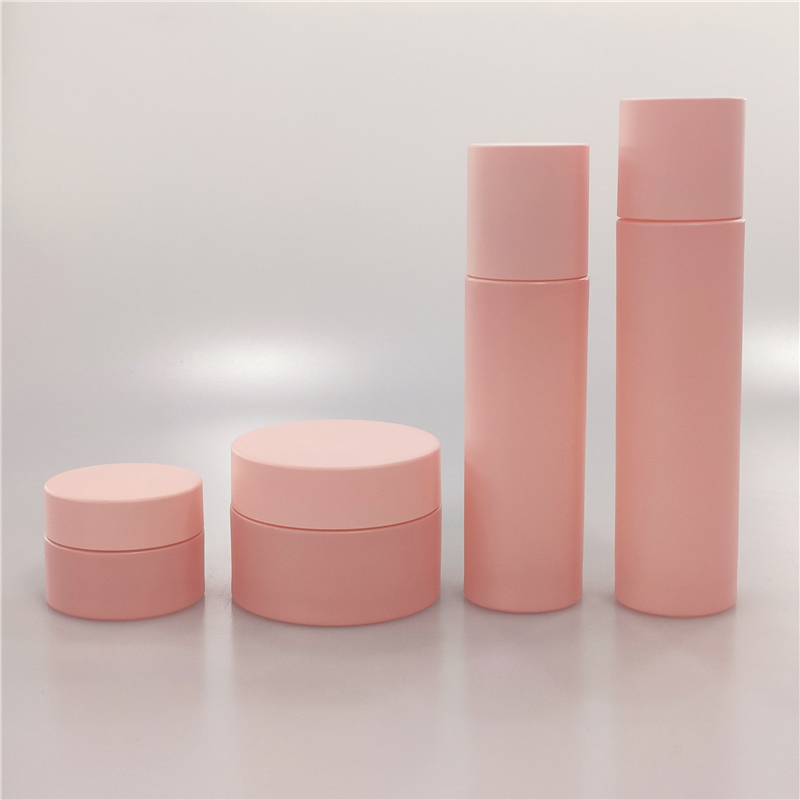 Cosmetic packaging 30ml 60ml 100ml frosted pink glass cosmetic serum eye lotion bottle with pink cap