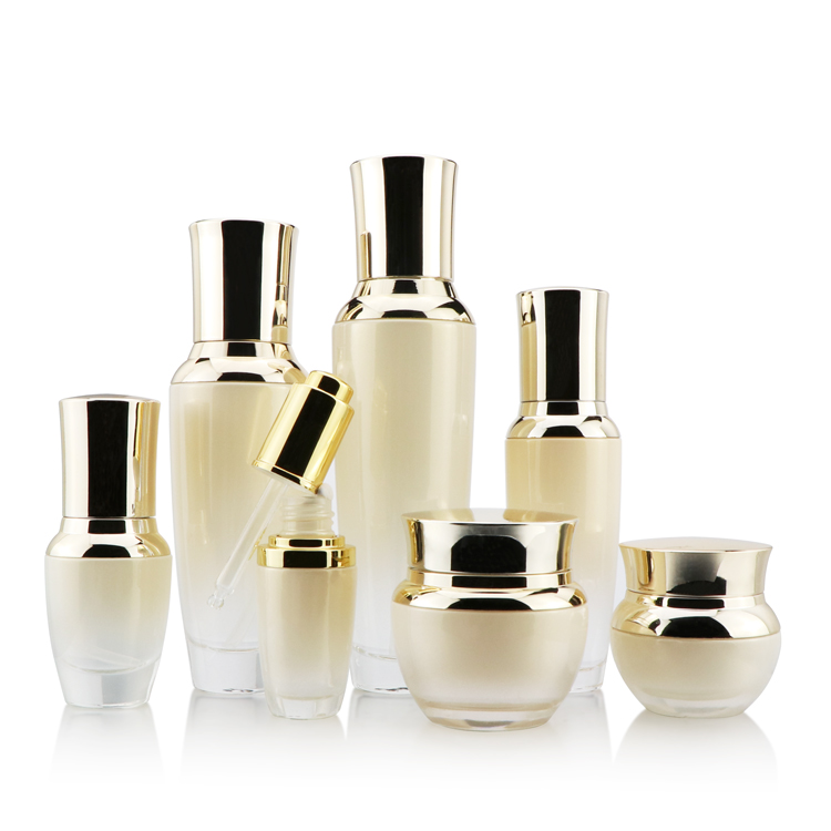Cosmetic packaging 30ml 60ml 125ml 200ml amber glass spray bottles full set frosted amber glass jars/ bottles with pump