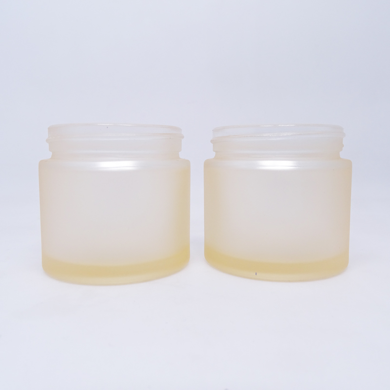 Cosmetic packaging 30ml dropper bottle and 60g cream jar frosted orange matte transparent glass bottles and jars set