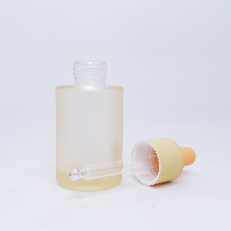 Cosmetic packaging 30ml dropper bottle and 60g cream jar frosted orange matte transparent glass bottles and jars set