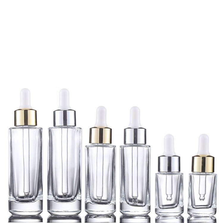 Cosmetic packaging 30ml glass luxury square cosmetic essential oil dropper bottle serum bottle
