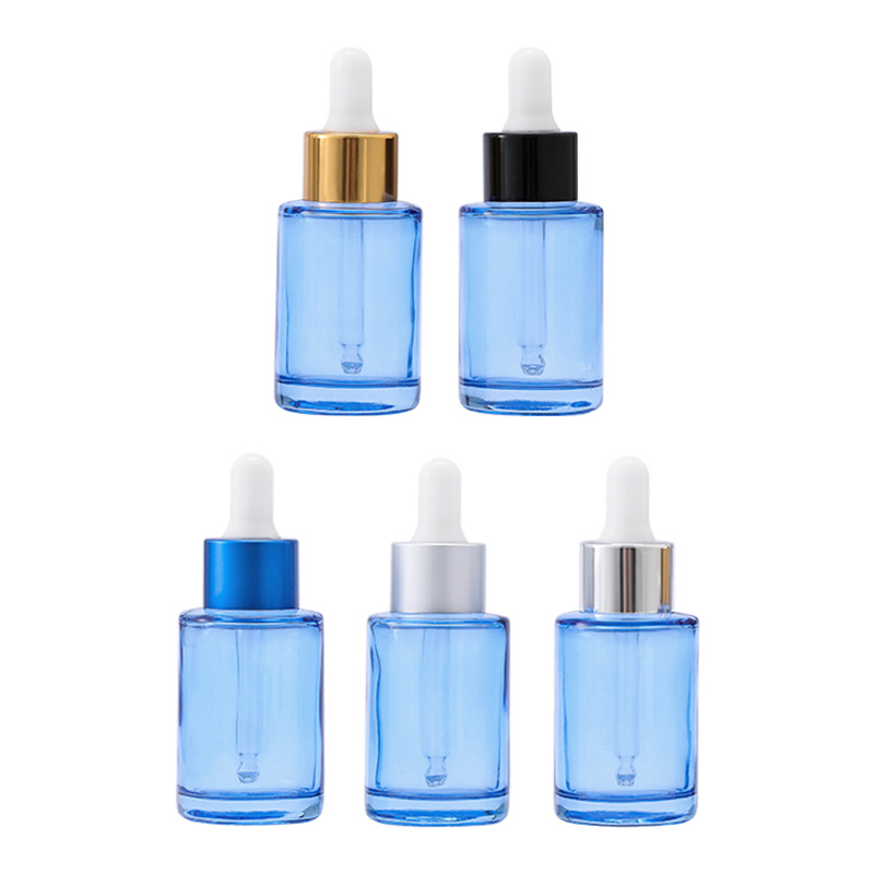 Cosmetic packaging 30ml square flat glass drop essential oil bottle