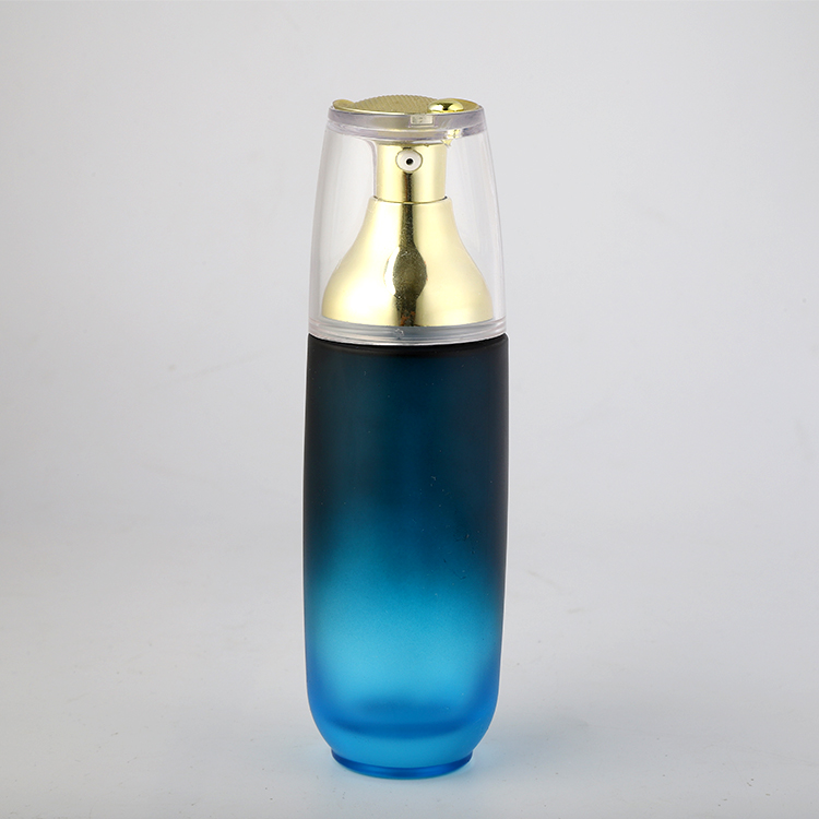 Cosmetic packaging 40ml China manufacture empty luxury frosted oval glass lotion pump bottle