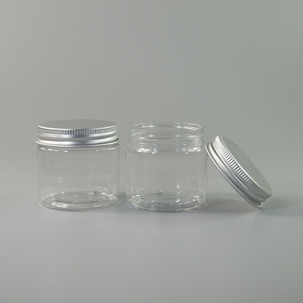 Cosmetic packaging 50g 100g 150g 250g 300g 500g clear plasticjar with aluminum cap