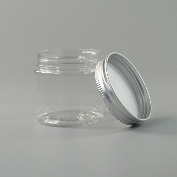 Cosmetic packaging 50g 100g 150g 250g 300g 500g clear plasticjar with aluminum cap