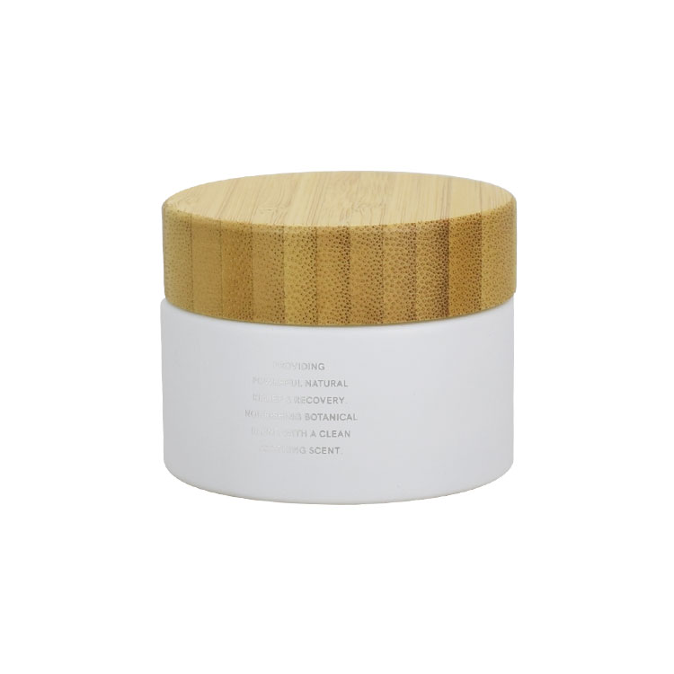 Cosmetic packaging 50ml silver foil stamping bamboo cream jar 5g 10g 20g 30g 50g 100g face cream lotion white frosted glass jar