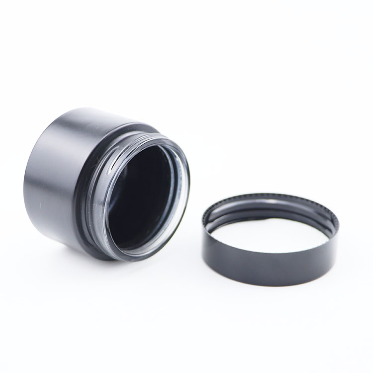 Cosmetic packaging 5g 10g 15g 20g 30g 50g 60g 100g frosted matte black glass cream cosmetic jar with black lid 50g