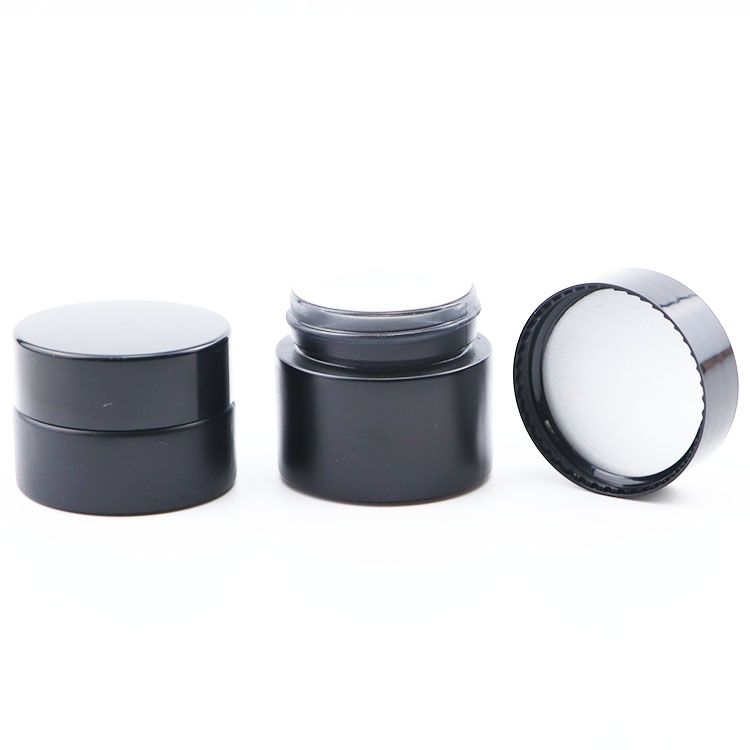 Cosmetic packaging 5g 10g 15g 20g 30g 50g 60g 100g frosted matte black glass cream cosmetic jar with black lid 50g