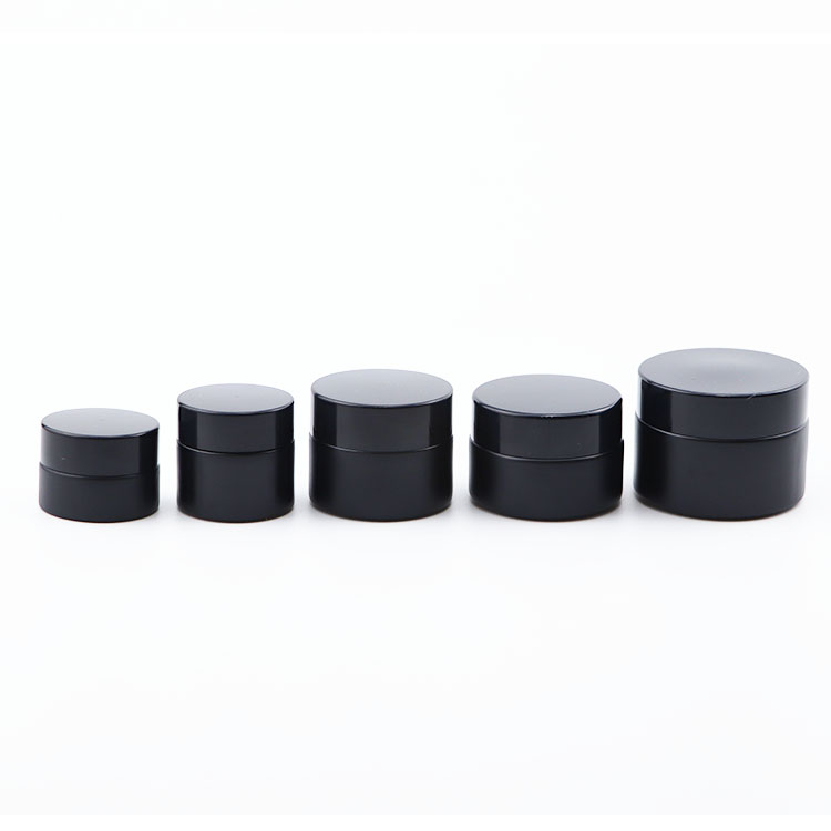 Cosmetic packaging 5g 10g 15g 20g 30g 50g 60g 100g frosted matte black glass cream cosmetic jar with black lid 50g