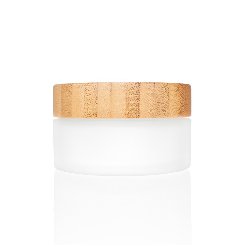 Cosmetic packaging 5ml 15ml 30ml 50ml 100ml 150ml 200ml clear white frosted bamboo wood cap lid face body cream glass jar bottle