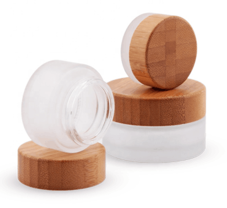 Cosmetic packaging 5ml 15ml 30ml 50ml 100ml 150ml 200ml clear white frosted bamboo wood cap lid face body cream glass jar bottle