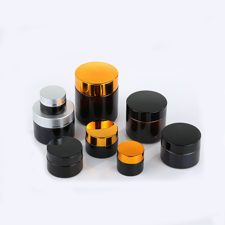 Cosmetic packaging Contationer Cosmetic Empty Amber Face Cream jars Glass packaging