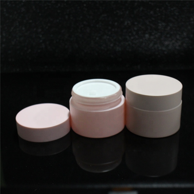 Cosmetic packaging OEM pink matte frosted 20g 30g 50g glass cream jar with lid