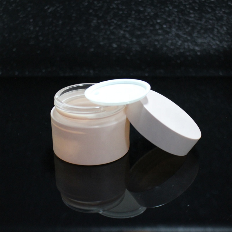 Cosmetic packaging OEM pink matte frosted 20g 30g 50g glass cream jar with lid