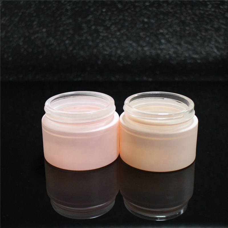 Cosmetic packaging OEM pink matte frosted 20g 30g 50g glass cream jar with lid