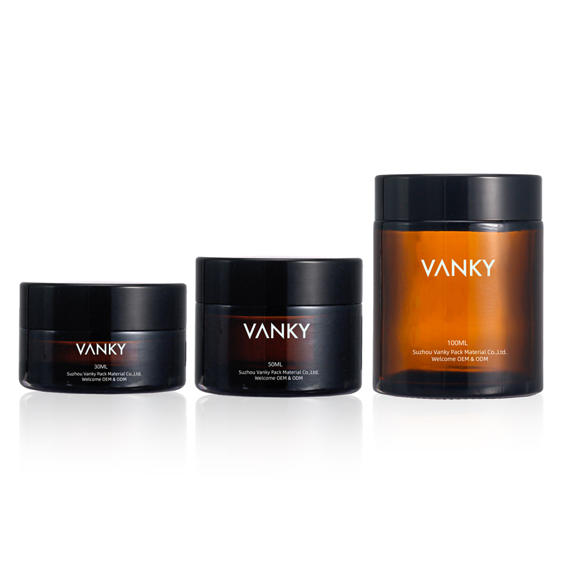 Cosmetic packaging amber glass jars 100ml
